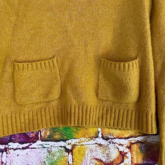 Marled Reunited Clothing 1/4 Zip Sweater with front pockets Mustard Small - Picture 5 of 9
